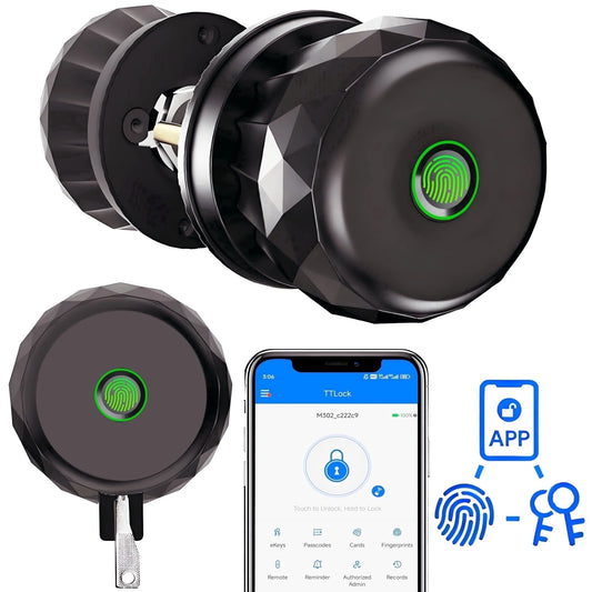 Smart Bronze Door Knob with Triple Unlocking Options