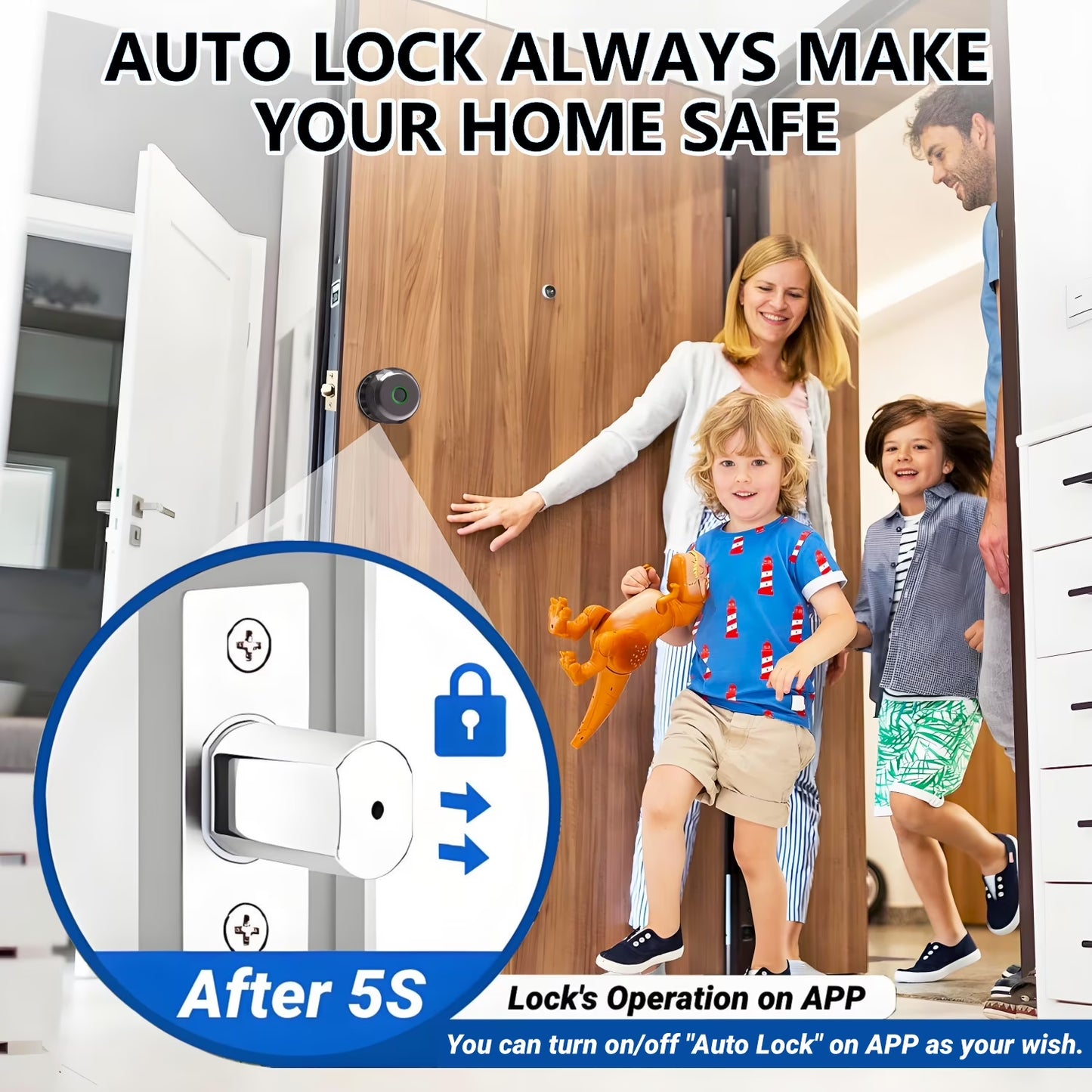 Smart Bronze Door Knob with Triple Unlocking Options