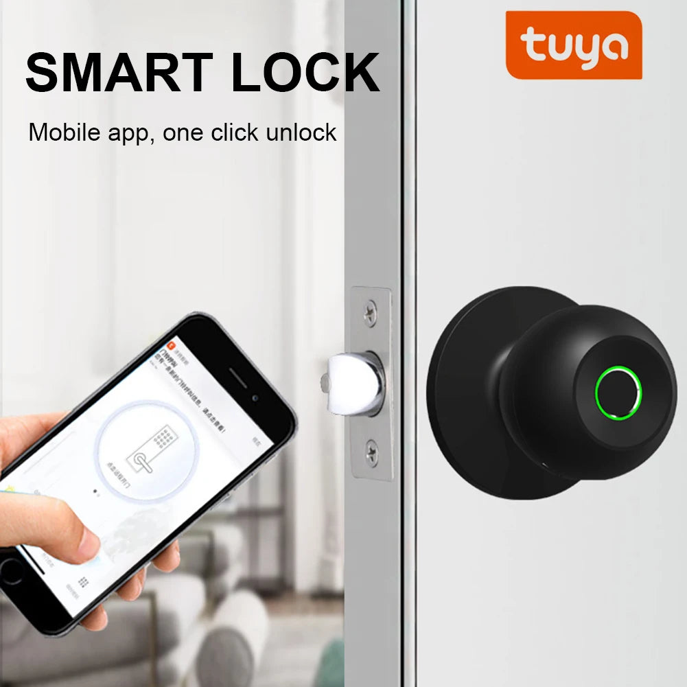 Biometric Fingerprint Smart Door Lock with Tuya App Control - Electronic Digital Password Lock for Keyless Entry and Enhanced Security