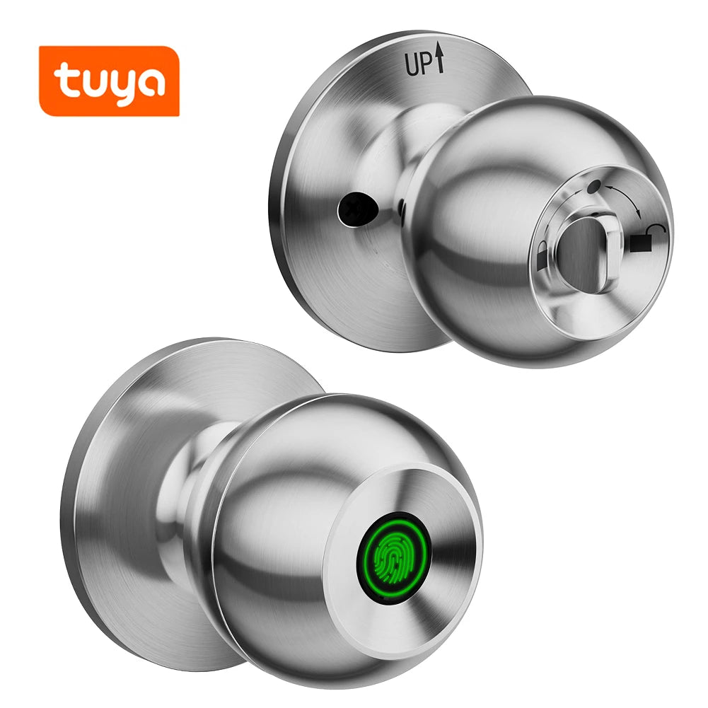 Fingerprint-Enabled Rechargeable Electronic Door Lock with Key Access and TUYA App Control for Bedrooms and Cloakrooms