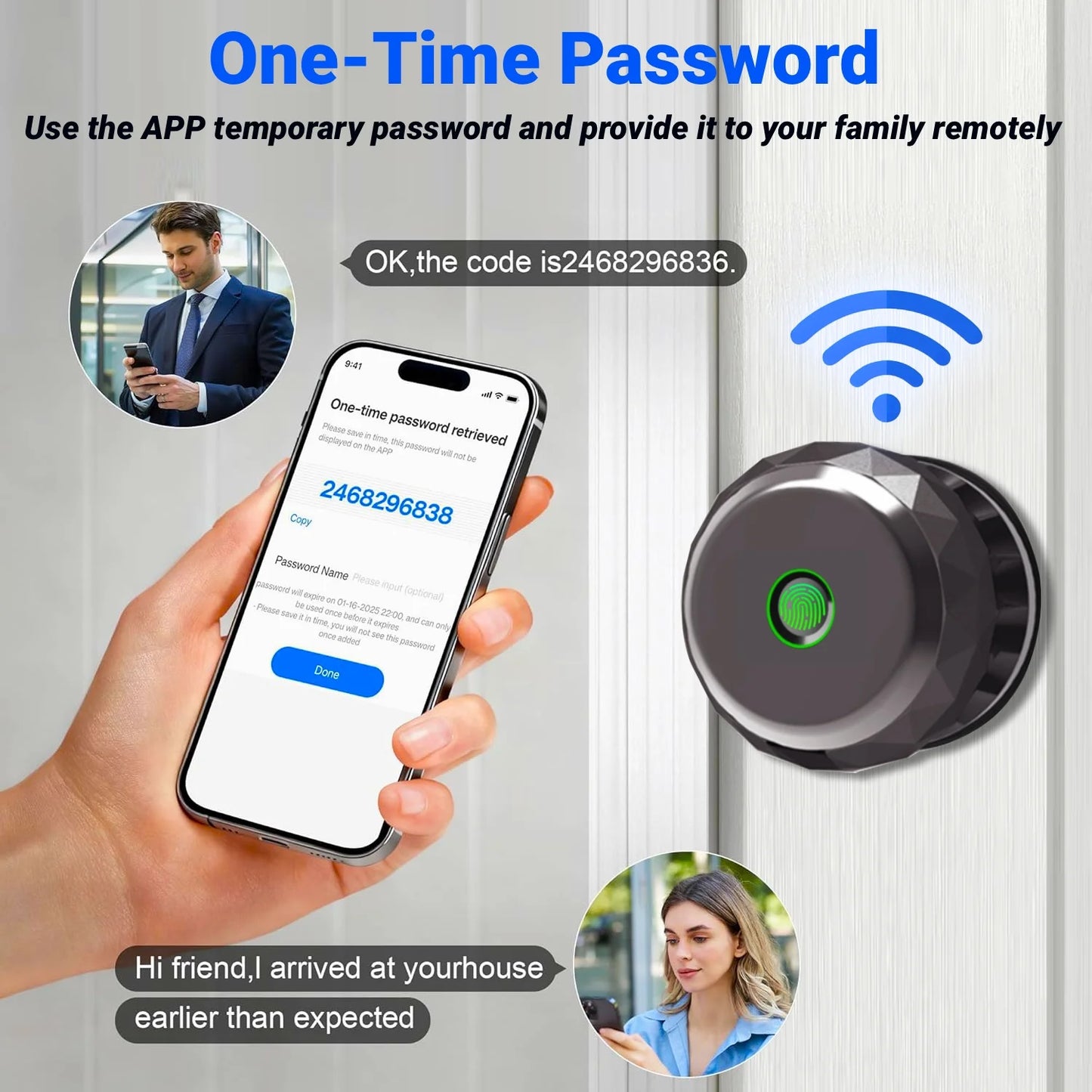 Smart Bronze Door Knob with Triple Unlocking Options