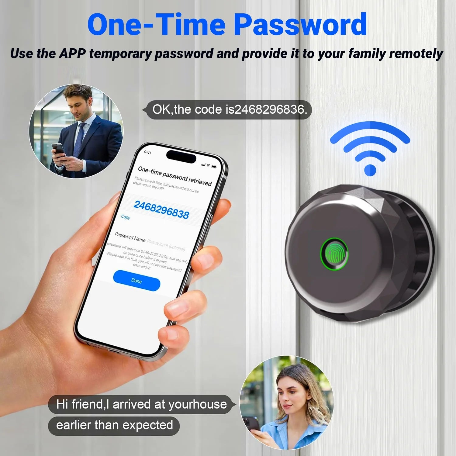 Smart Bronze Door Knob with Triple Unlocking Options
