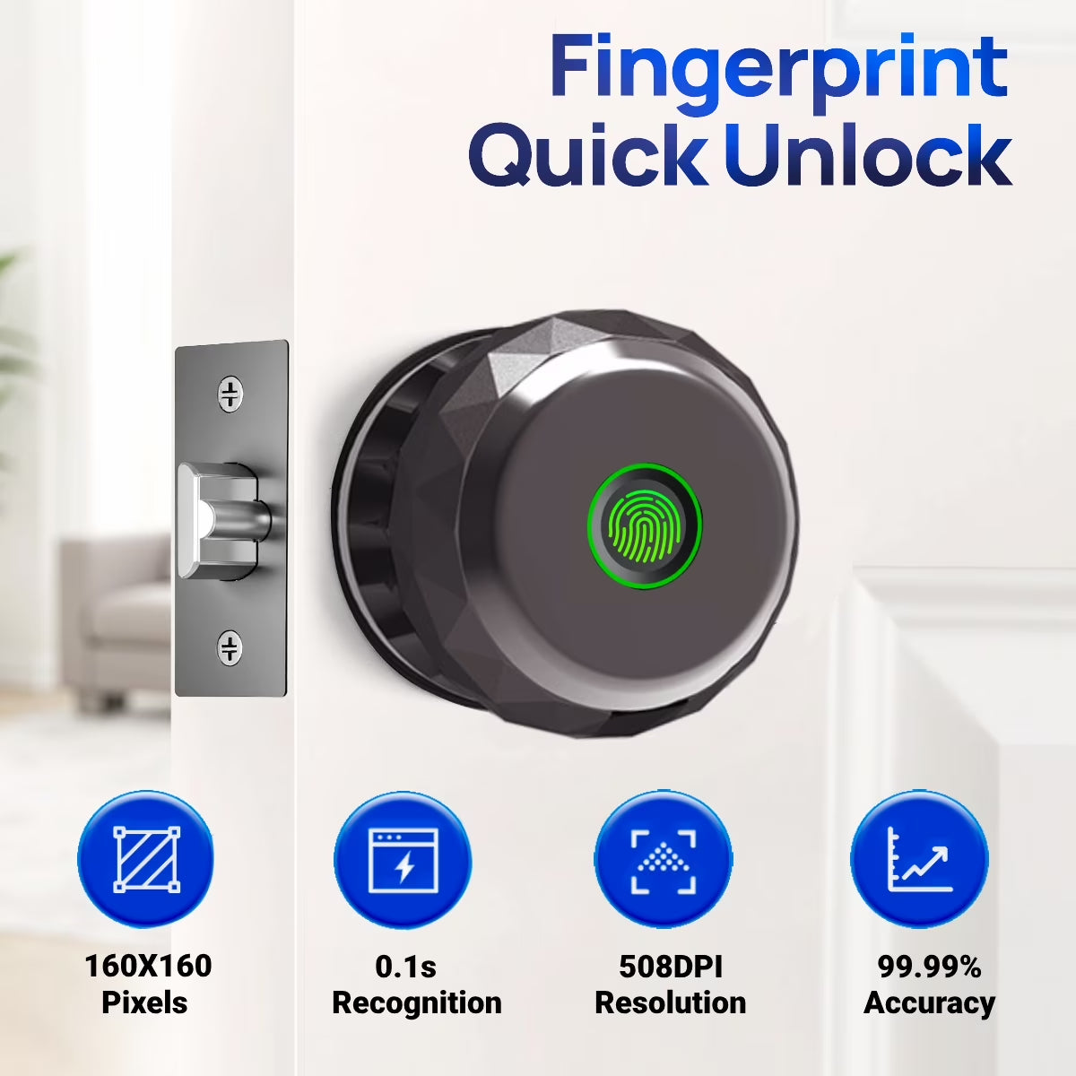 Smart Bronze Door Knob with Triple Unlocking Options