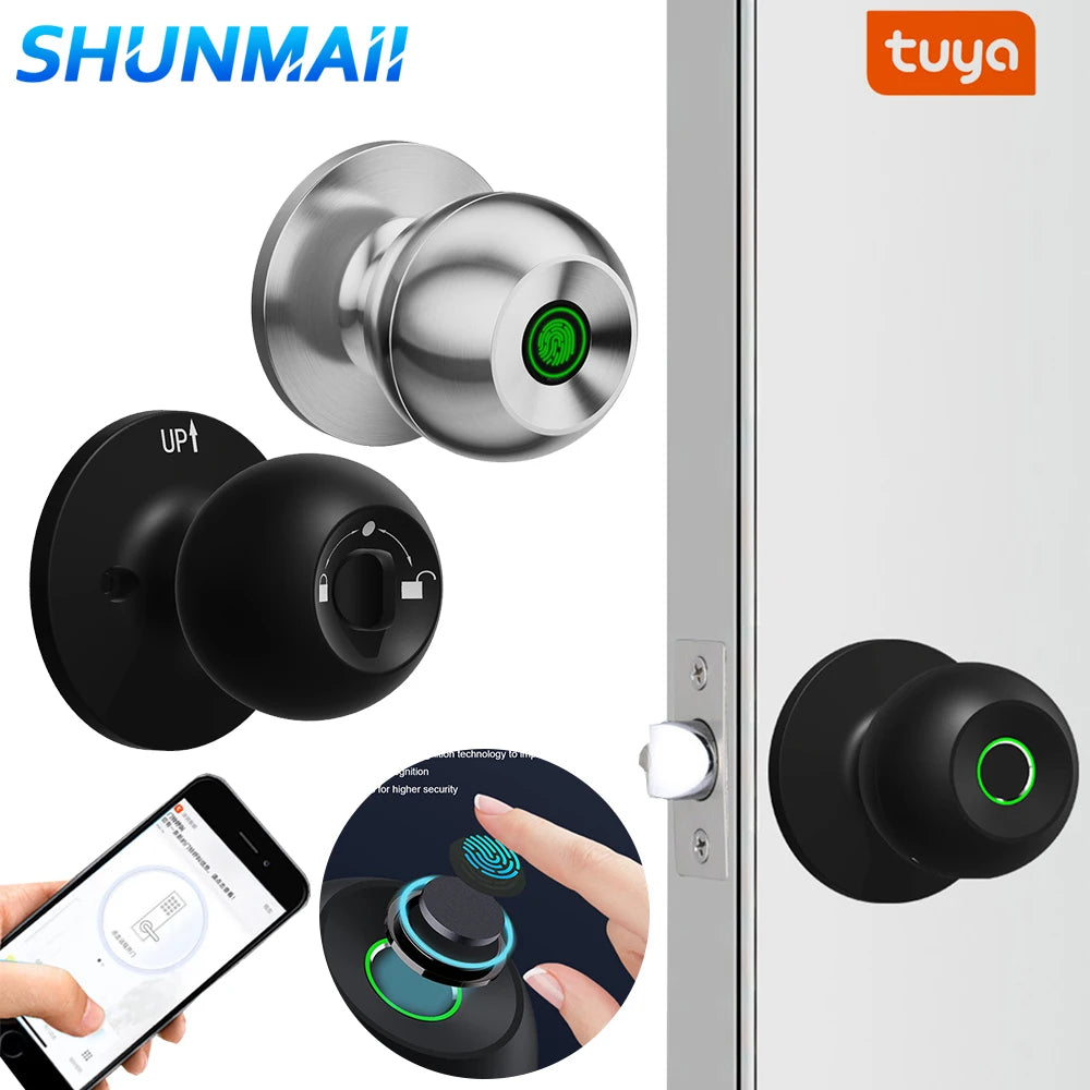 Biometric Fingerprint Smart Door Lock with Tuya App Control - Electronic Digital Password Lock for Keyless Entry and Enhanced Security